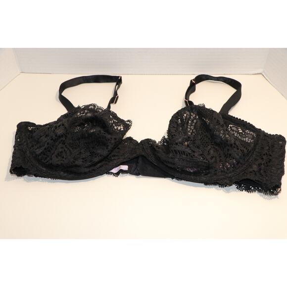 Savage X Fenty 38DDD Black Lace Unlined Bra - Picture 1 of 10